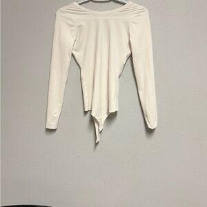 SPANX Cream Long Sleeve Bodysuit